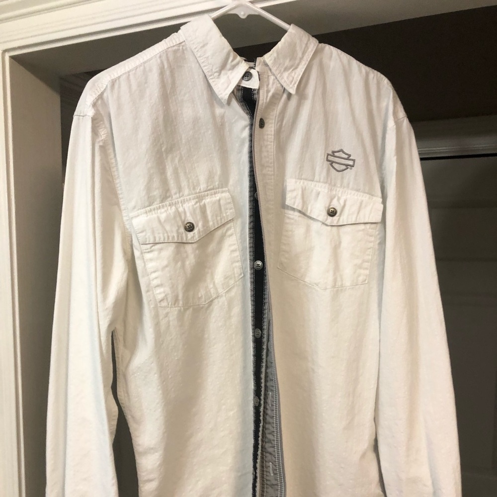 Large white Harley Davidson Mens dress shirt